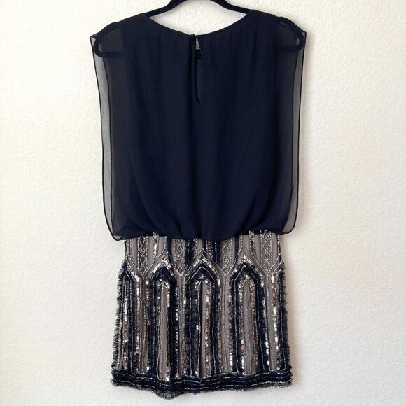 Aidan Mattox Blouson Chiffon Beaded Sequin Formal Event Dress - Picture 7 of 11